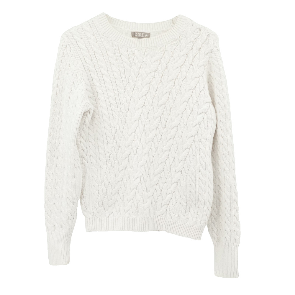 J Crew Sweater Womens SZ M Diagonal Cable Knit Coastal Grandma Soft Girl Preppy